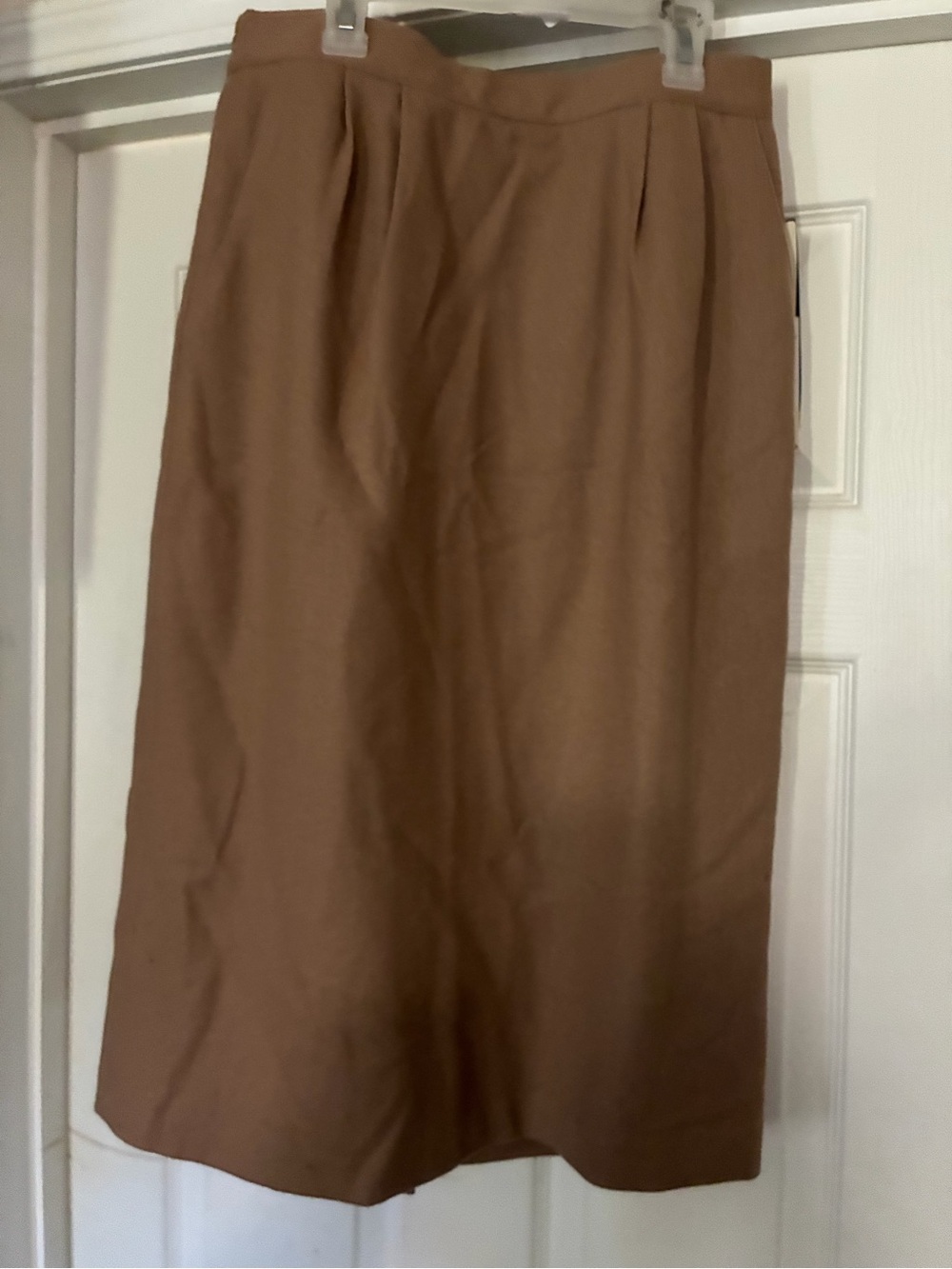Sag Harbor Brown Midi Skirt with Pleat Detail